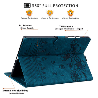 For iPad 10.2 (2021) / (2019) / (2020) / iPad Air 10.5 inch (2019) / iPad Pro 10.5-inch (2017) Leather Cover Flower Cat Imprinted Tablet Case