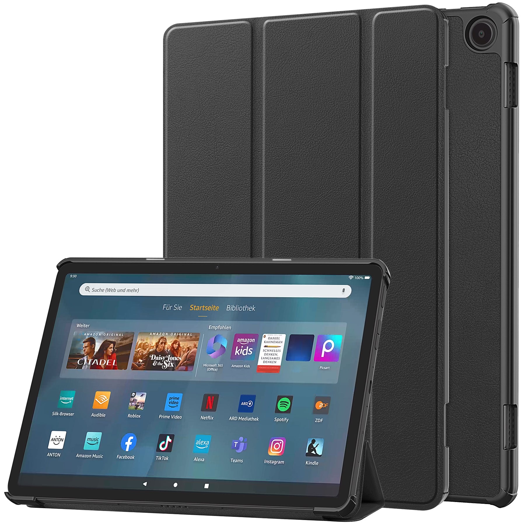 For Amazon Fire Max 11 PU Leather Tablet Case Tr-fold Stand Cover with Auto Sleep / Wake