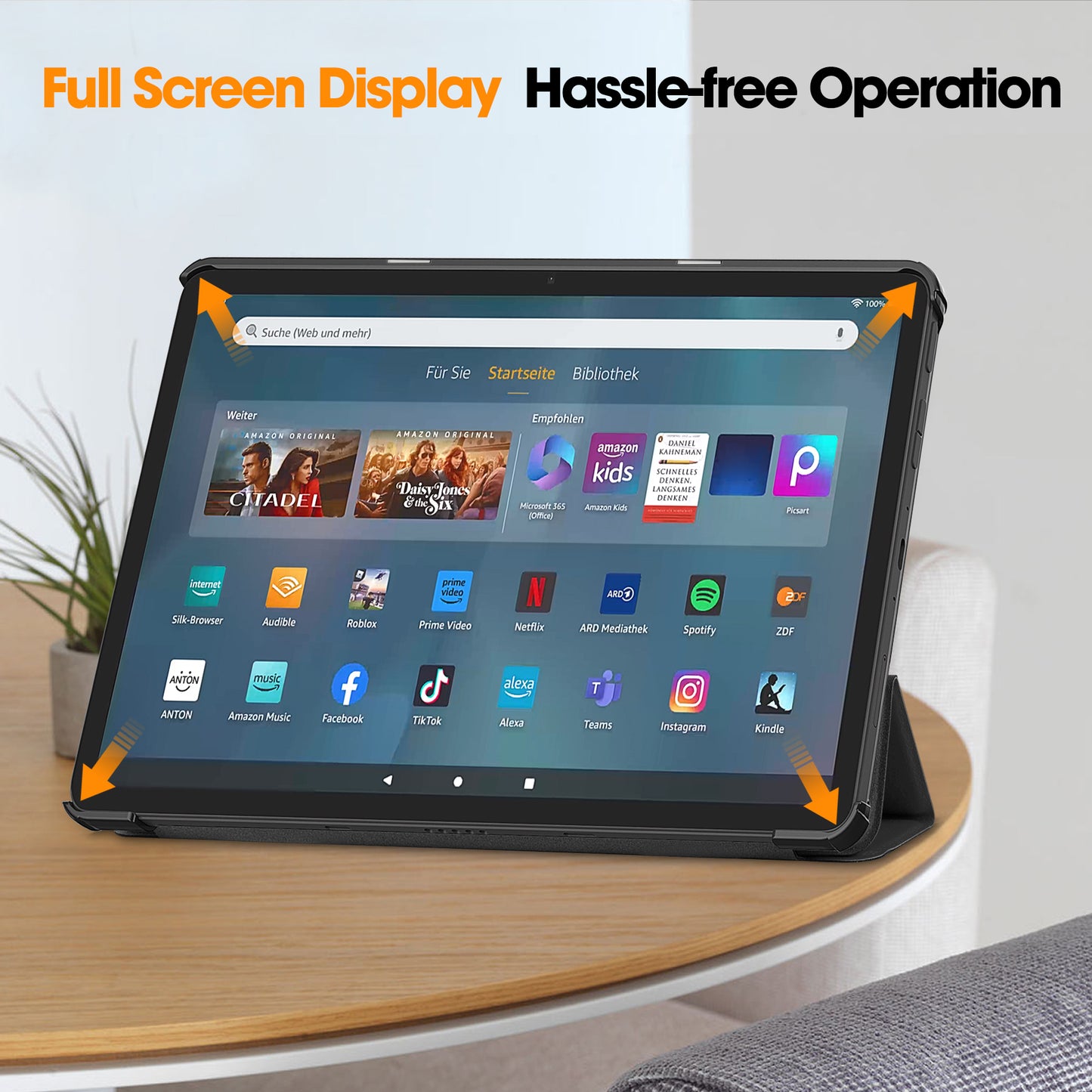 For Amazon Fire Max 11 PU Leather Tablet Case Tr-fold Stand Cover with Auto Sleep / Wake