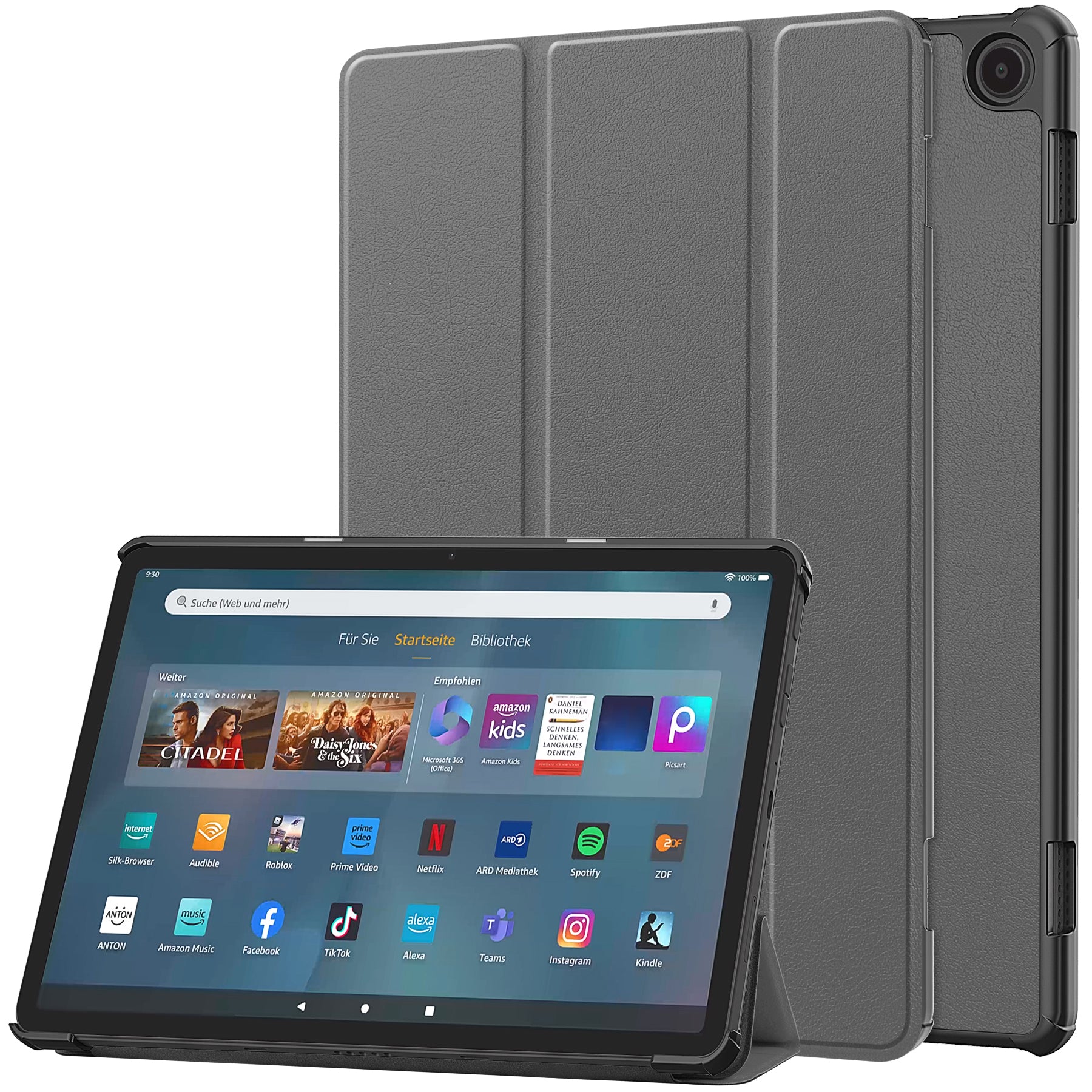 For Amazon Fire Max 11 PU Leather Tablet Case Tr-fold Stand Cover with Auto Sleep / Wake