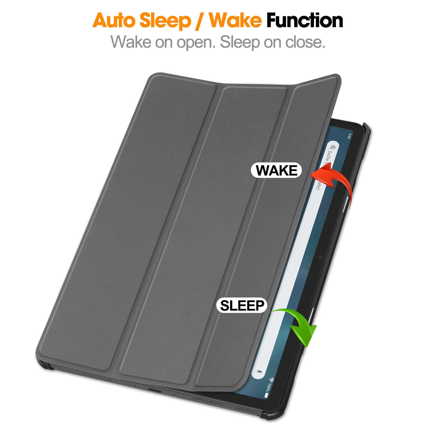 For Amazon Fire Max 11 PU Leather Tablet Case Tr-fold Stand Cover with Auto Sleep / Wake