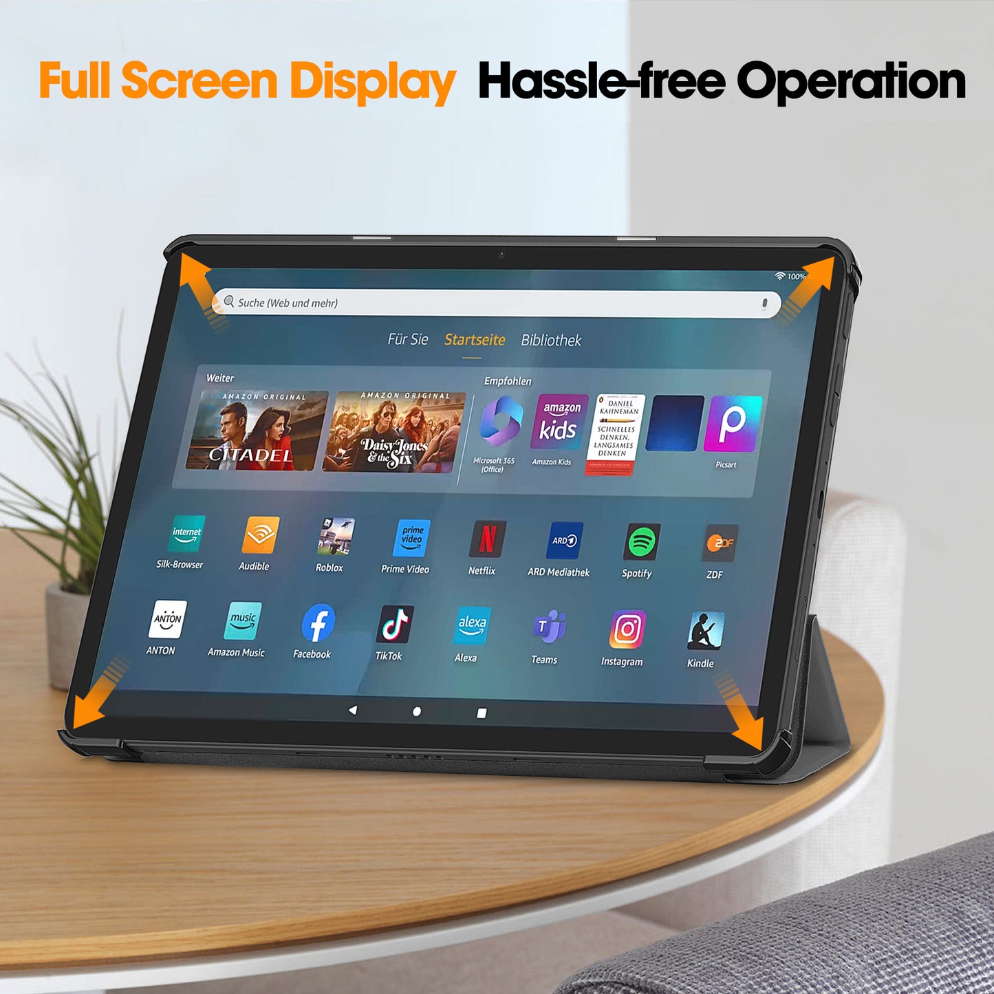 For Amazon Fire Max 11 PU Leather Tablet Case Tr-fold Stand Cover with Auto Sleep / Wake