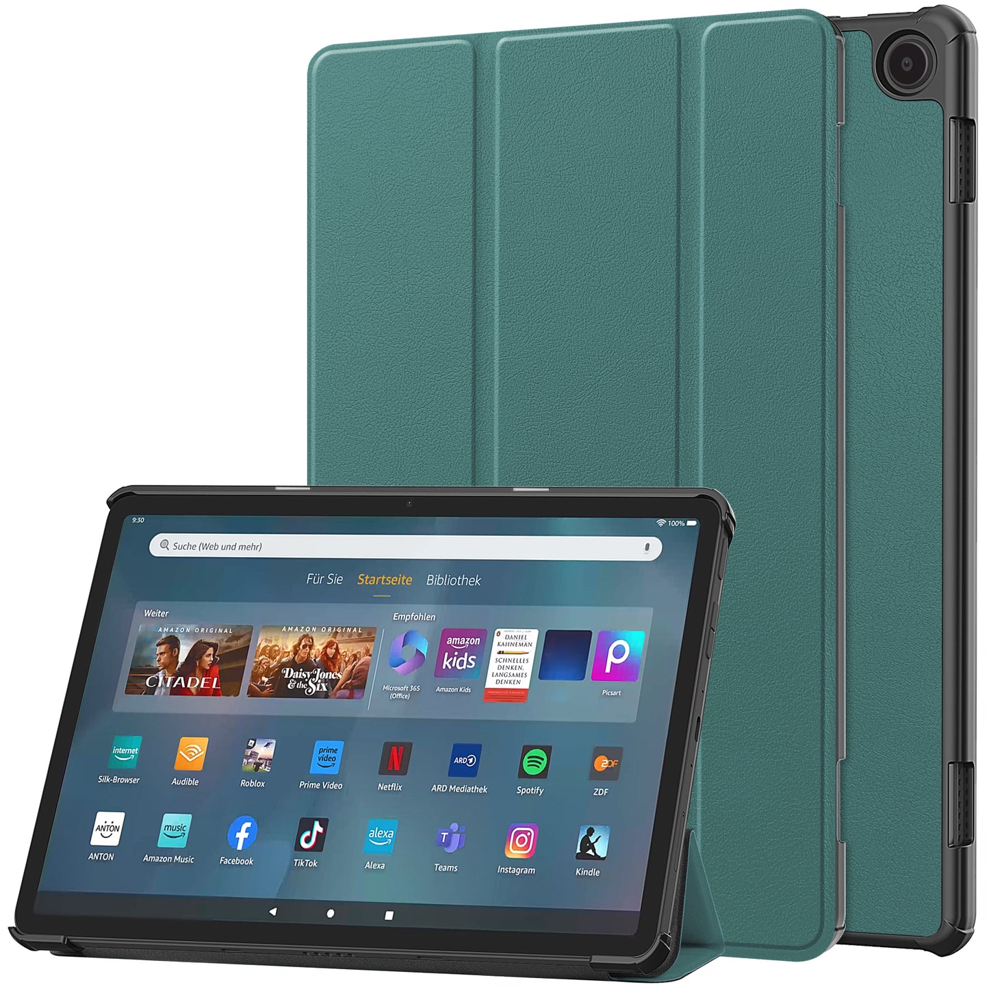 For Amazon Fire Max 11 PU Leather Tablet Case Tr-fold Stand Cover with Auto Sleep / Wake