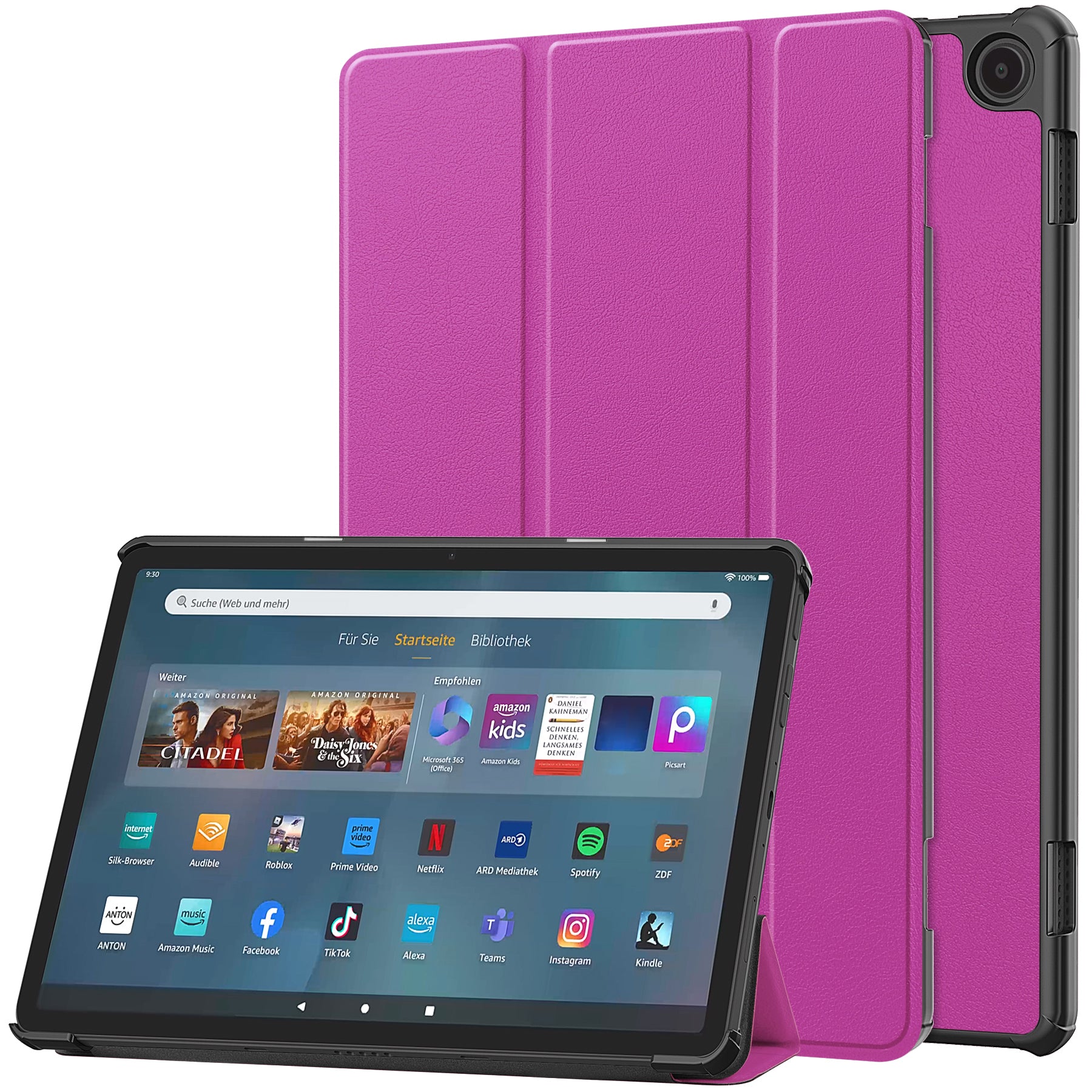 For Amazon Fire Max 11 PU Leather Tablet Case Tr-fold Stand Cover with Auto Sleep / Wake