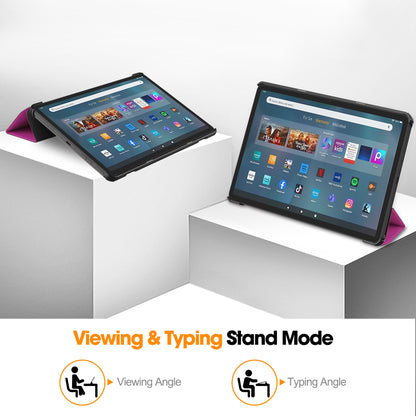 For Amazon Fire Max 11 PU Leather Tablet Case Tr-fold Stand Cover with Auto Sleep / Wake