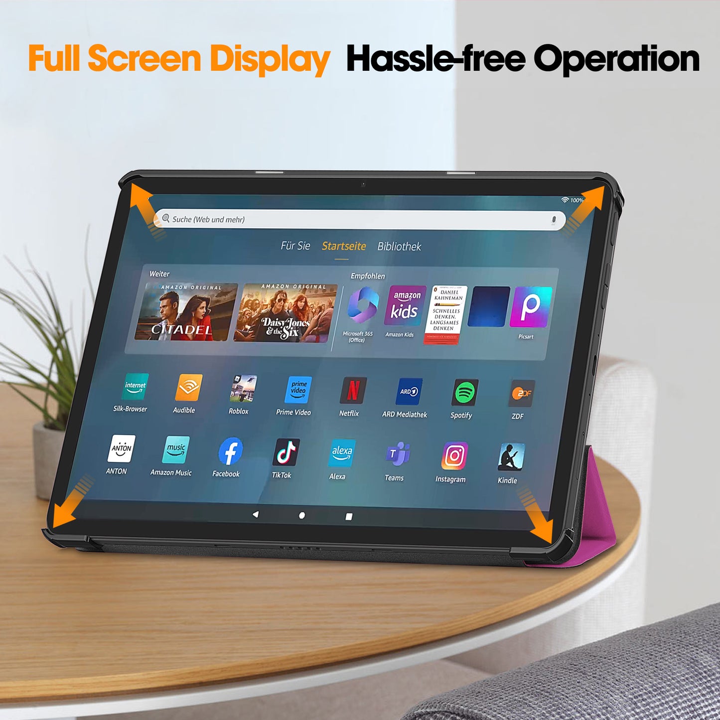 For Amazon Fire Max 11 PU Leather Tablet Case Tr-fold Stand Cover with Auto Sleep / Wake