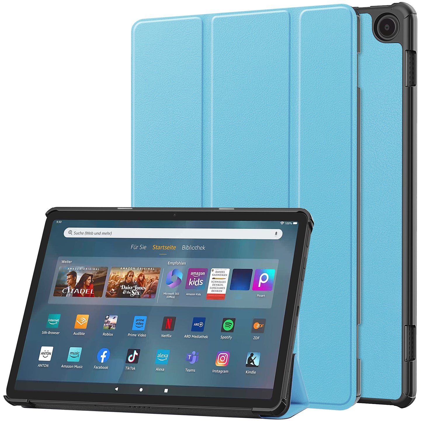 For Amazon Fire Max 11 PU Leather Tablet Case Tr-fold Stand Cover with Auto Sleep / Wake