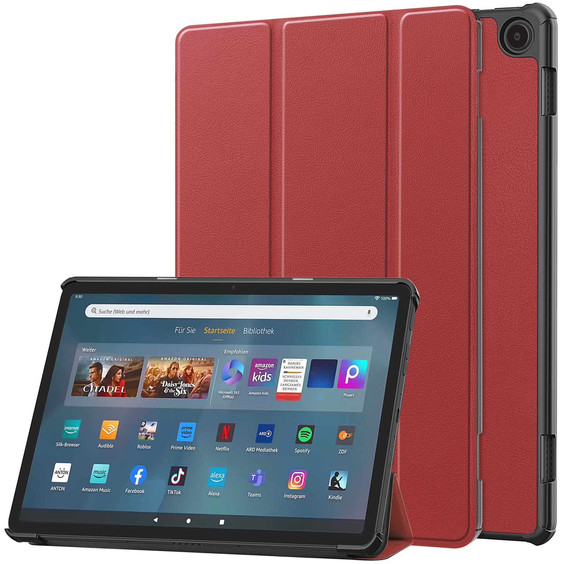 For Amazon Fire Max 11 PU Leather Tablet Case Tr-fold Stand Cover with Auto Sleep / Wake