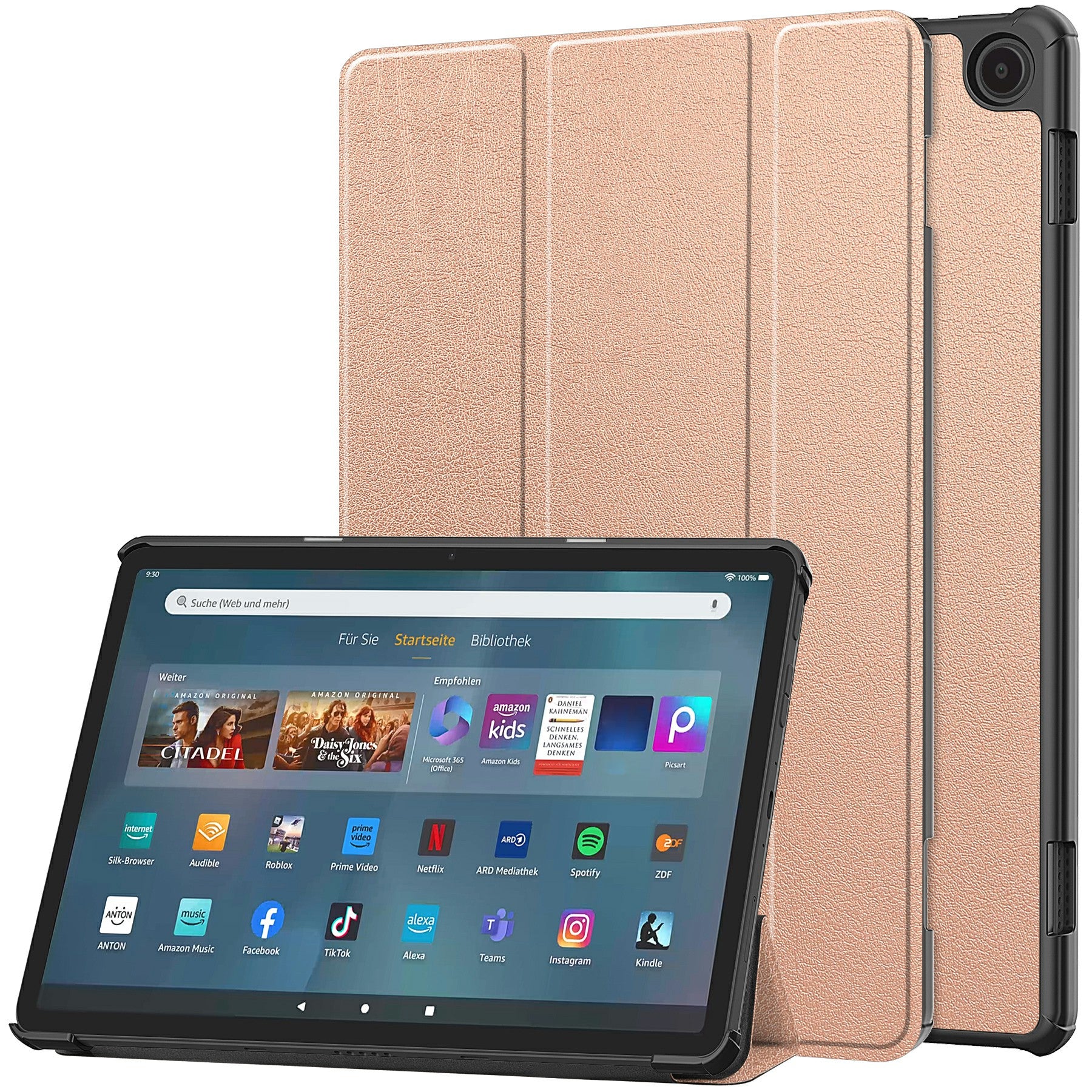 For Amazon Fire Max 11 PU Leather Tablet Case Tr-fold Stand Cover with Auto Sleep / Wake