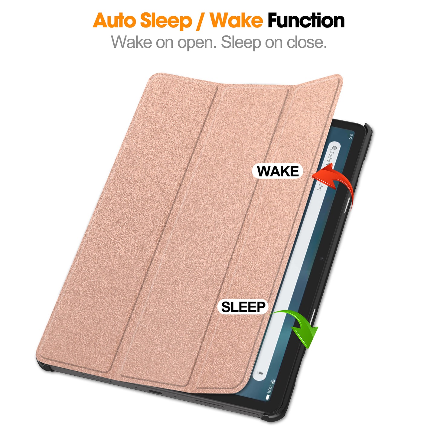 For Amazon Fire Max 11 PU Leather Tablet Case Tr-fold Stand Cover with Auto Sleep / Wake
