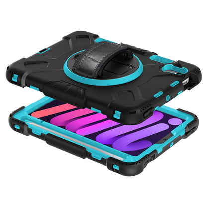 For iPad mini (2021) PC+Silicone Tablet Case Protective Kickstand Cover with Pen Slot / Shoulder Strap