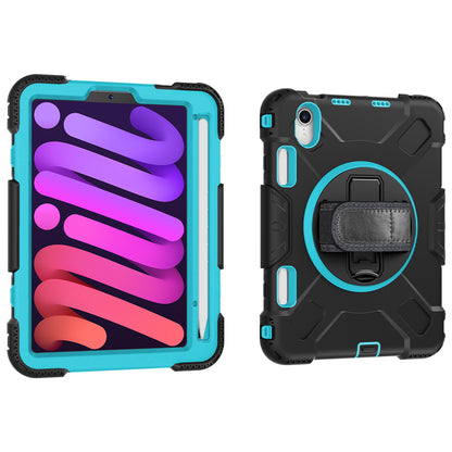 For iPad mini (2021) PC+Silicone Tablet Case Protective Kickstand Cover with Pen Slot / Shoulder Strap