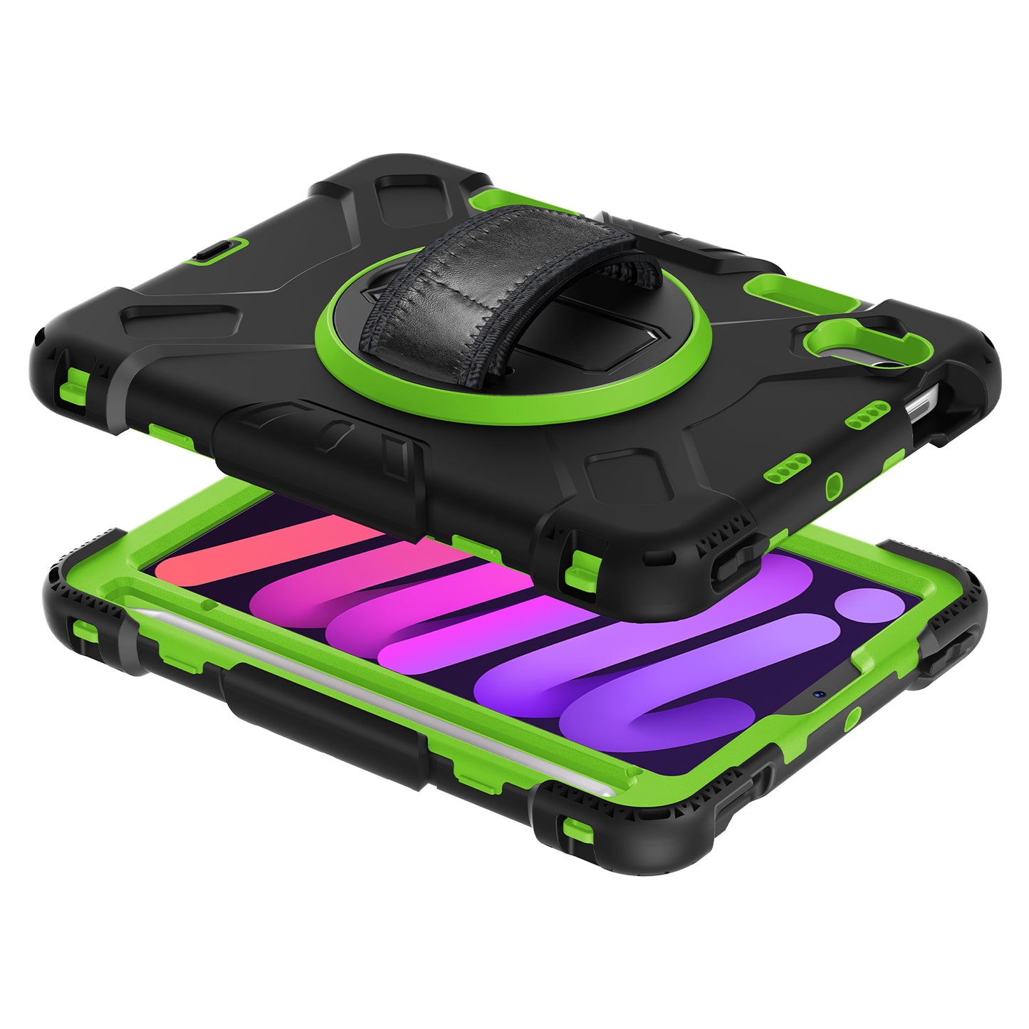 For iPad mini (2021) PC+Silicone Tablet Case Protective Kickstand Cover with Pen Slot / Shoulder Strap
