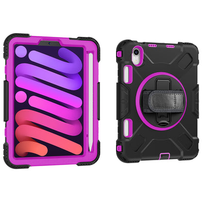 For iPad mini (2021) PC+Silicone Tablet Case Protective Kickstand Cover with Pen Slot / Shoulder Strap