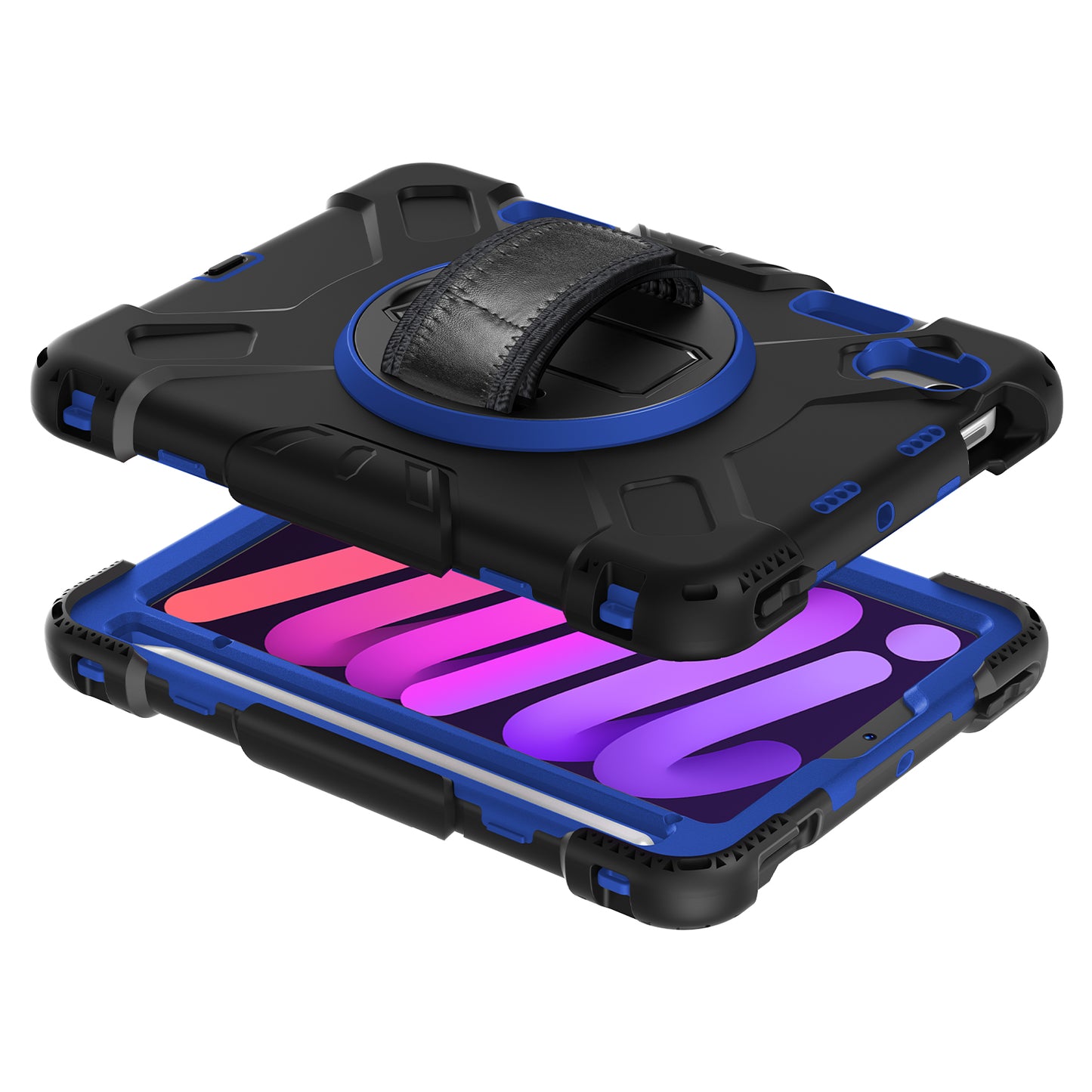 For iPad mini (2021) PC+Silicone Tablet Case Protective Kickstand Cover with Pen Slot / Shoulder Strap