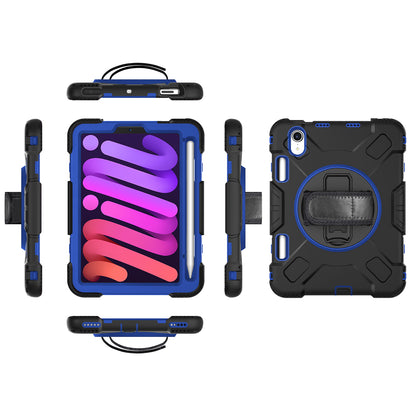 For iPad mini (2021) PC+Silicone Tablet Case Protective Kickstand Cover with Pen Slot / Shoulder Strap