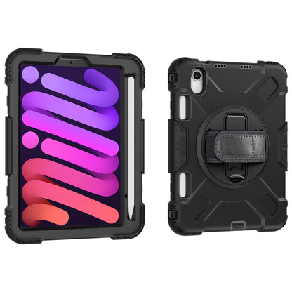 For iPad mini (2021) PC+Silicone Tablet Case Protective Kickstand Cover with Pen Slot / Shoulder Strap