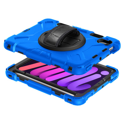 For iPad mini (2021) PC+Silicone Tablet Case Protective Kickstand Cover with Pen Slot / Shoulder Strap