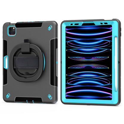 Tablet Case for iPad Air (2020) / (2022) / iPad Pro 11 (2018) / (2020) / (2021) / (2022) , PC+TPU Hand Strap Kickstand Cover with PET Screen Protector / Pen Slot