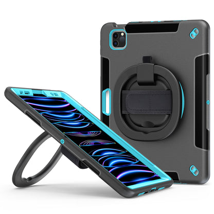 Tablet Case for iPad Air (2020) / (2022) / iPad Pro 11 (2018) / (2020) / (2021) / (2022) , PC+TPU Hand Strap Kickstand Cover with PET Screen Protector / Pen Slot