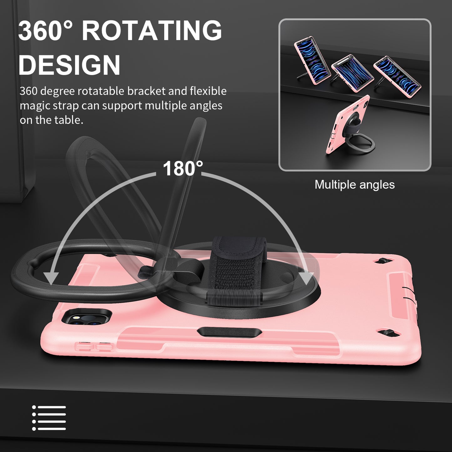 Tablet Case for iPad Air (2020) / (2022) / iPad Pro 11 (2018) / (2020) / (2021) / (2022) , PC+TPU Hand Strap Kickstand Cover with PET Screen Protector / Pen Slot
