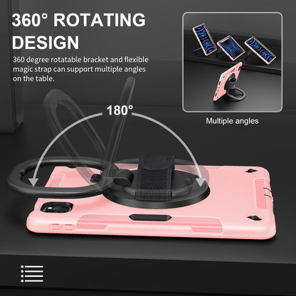 Tablet Case for iPad Air (2020) / (2022) / iPad Pro 11 (2018) / (2020) / (2021) / (2022) , PC+TPU Hand Strap Kickstand Cover with PET Screen Protector / Pen Slot