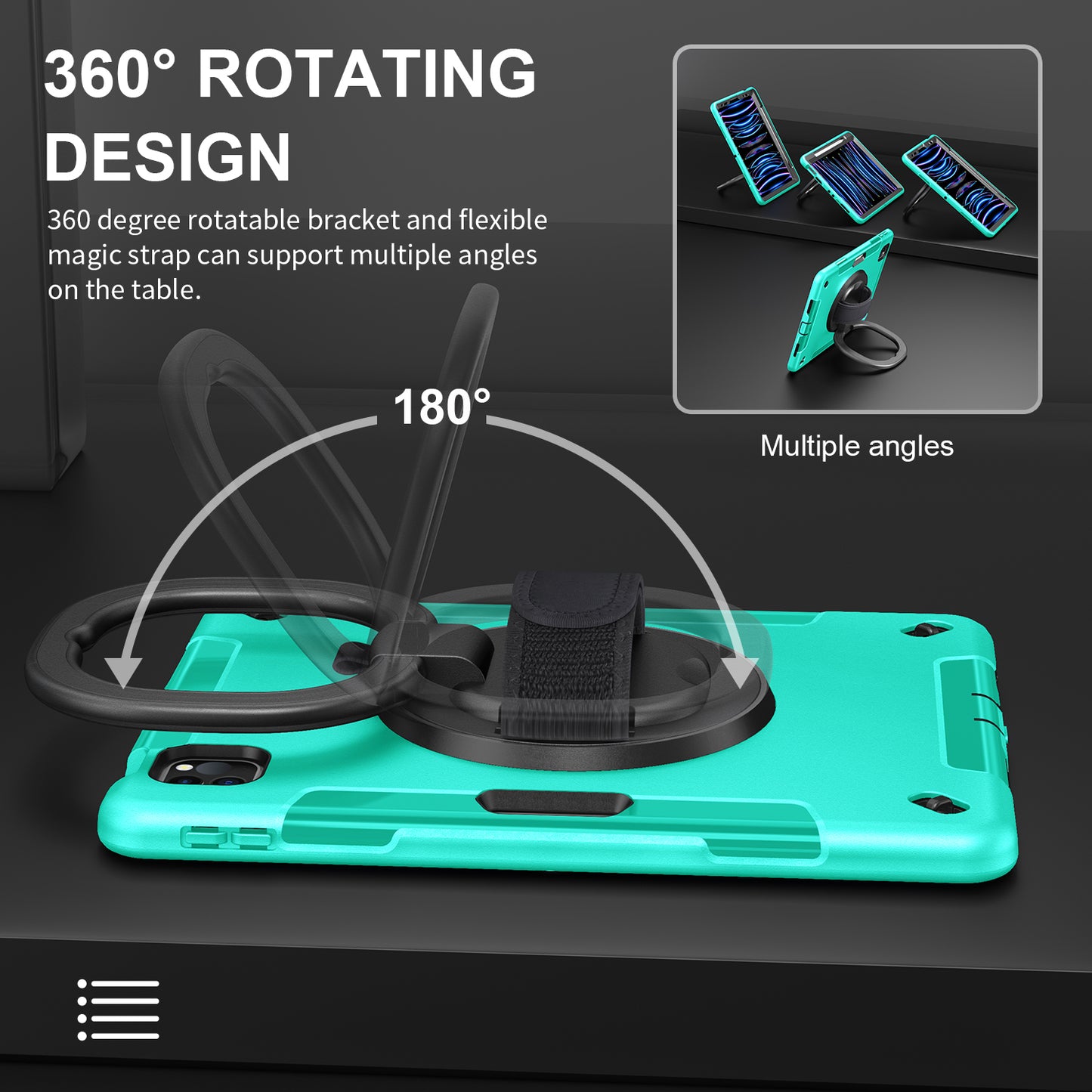 Tablet Case for iPad Air (2020) / (2022) / iPad Pro 11 (2018) / (2020) / (2021) / (2022) , PC+TPU Hand Strap Kickstand Cover with PET Screen Protector / Pen Slot
