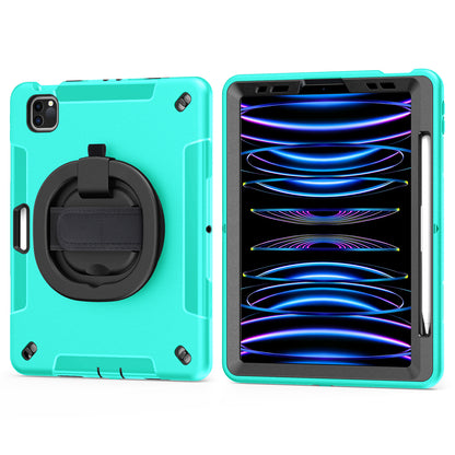 Tablet Case for iPad Air (2020) / (2022) / iPad Pro 11 (2018) / (2020) / (2021) / (2022) , PC+TPU Hand Strap Kickstand Cover with PET Screen Protector / Pen Slot