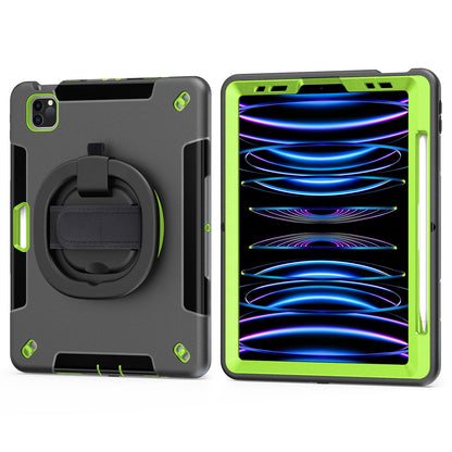 Tablet Case for iPad Air (2020) / (2022) / iPad Pro 11 (2018) / (2020) / (2021) / (2022) , PC+TPU Hand Strap Kickstand Cover with PET Screen Protector / Pen Slot