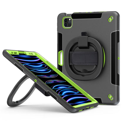 Tablet Case for iPad Air (2020) / (2022) / iPad Pro 11 (2018) / (2020) / (2021) / (2022) , PC+TPU Hand Strap Kickstand Cover with PET Screen Protector / Pen Slot