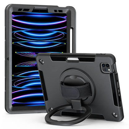 Tablet Case for iPad Air (2020) / (2022) / iPad Pro 11 (2018) / (2020) / (2021) / (2022) , PC+TPU Hand Strap Kickstand Cover with PET Screen Protector / Pen Slot