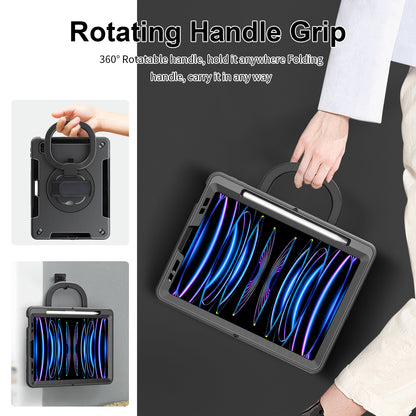 Tablet Case for iPad Air (2020) / (2022) / iPad Pro 11 (2018) / (2020) / (2021) / (2022) , PC+TPU Hand Strap Kickstand Cover with PET Screen Protector / Pen Slot