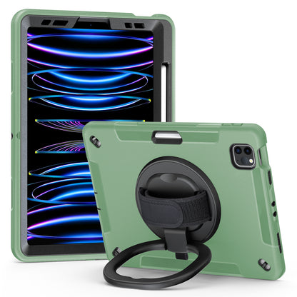 Tablet Case for iPad Air (2020) / (2022) / iPad Pro 11 (2018) / (2020) / (2021) / (2022) , PC+TPU Hand Strap Kickstand Cover with PET Screen Protector / Pen Slot