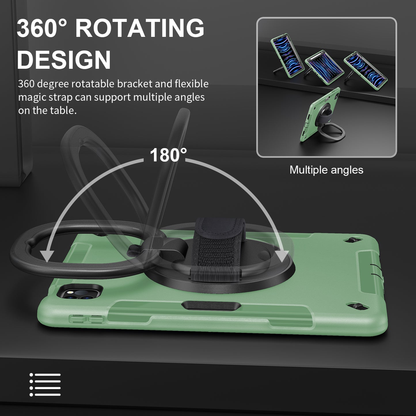 Tablet Case for iPad Air (2020) / (2022) / iPad Pro 11 (2018) / (2020) / (2021) / (2022) , PC+TPU Hand Strap Kickstand Cover with PET Screen Protector / Pen Slot