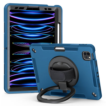 Tablet Case for iPad Air (2020) / (2022) / iPad Pro 11 (2018) / (2020) / (2021) / (2022) , PC+TPU Hand Strap Kickstand Cover with PET Screen Protector / Pen Slot