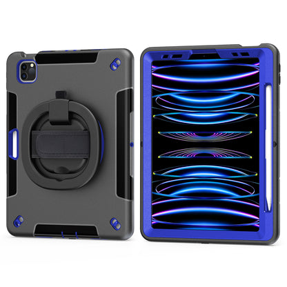 Tablet Case for iPad Air (2020) / (2022) / iPad Pro 11 (2018) / (2020) / (2021) / (2022) , PC+TPU Hand Strap Kickstand Cover with PET Screen Protector / Pen Slot
