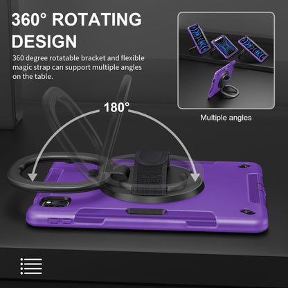 Tablet Case for iPad Air (2020) / (2022) / iPad Pro 11 (2018) / (2020) / (2021) / (2022) , PC+TPU Hand Strap Kickstand Cover with PET Screen Protector / Pen Slot