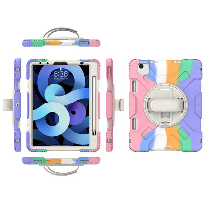 For iPad Pro 11-inch (2018) / (2020) / (2021) / (2022) / Air (2020) / (2022) Silicone + PC Case Kickstand Tablet Cover with Shoulder Strap
