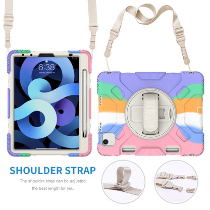 For iPad Pro 11-inch (2018) / (2020) / (2021) / (2022) / Air (2020) / (2022) Silicone + PC Case Kickstand Tablet Cover with Shoulder Strap