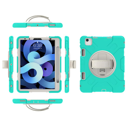 For iPad Pro 11-inch (2018) / (2020) / (2021) / (2022) / Air (2020) / (2022) Silicone + PC Case Kickstand Tablet Cover with Shoulder Strap