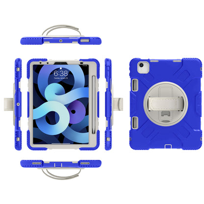 For iPad Pro 11-inch (2018) / (2020) / (2021) / (2022) / Air (2020) / (2022) Silicone + PC Case Kickstand Tablet Cover with Shoulder Strap