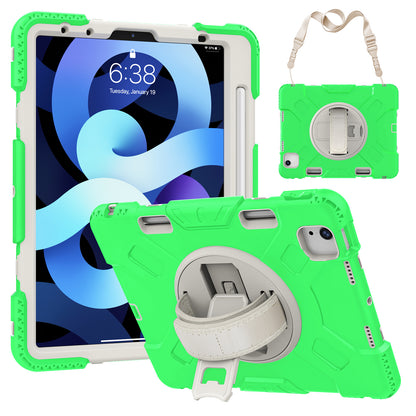 For iPad Pro 11-inch (2018) / (2020) / (2021) / (2022) / Air (2020) / (2022) Silicone + PC Case Kickstand Tablet Cover with Shoulder Strap