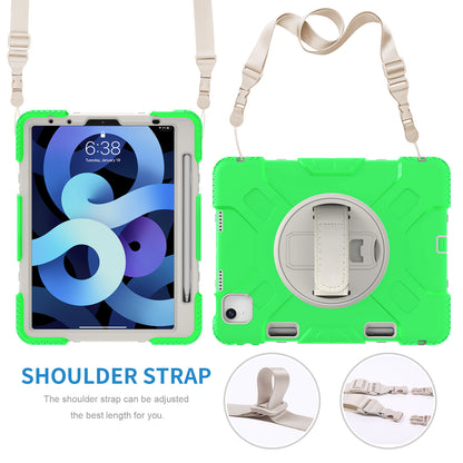 For iPad Pro 11-inch (2018) / (2020) / (2021) / (2022) / Air (2020) / (2022) Silicone + PC Case Kickstand Tablet Cover with Shoulder Strap