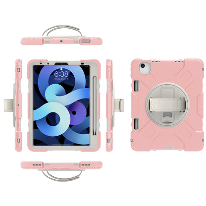 For iPad Pro 11-inch (2018) / (2020) / (2021) / (2022) / Air (2020) / (2022) Silicone + PC Case Kickstand Tablet Cover with Shoulder Strap
