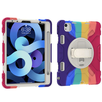 For iPad Pro 11-inch (2018) / (2020) / (2021) / (2022) / Air (2020) / (2022) Silicone + PC Case Kickstand Tablet Cover with Shoulder Strap