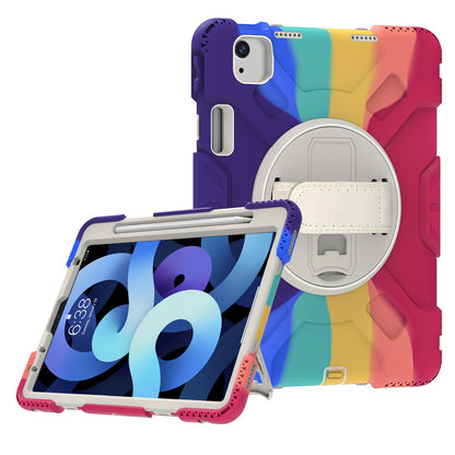 For iPad Pro 11-inch (2018) / (2020) / (2021) / (2022) / Air (2020) / (2022) Silicone + PC Case Kickstand Tablet Cover with Shoulder Strap