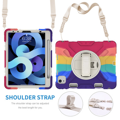 For iPad Pro 11-inch (2018) / (2020) / (2021) / (2022) / Air (2020) / (2022) Silicone + PC Case Kickstand Tablet Cover with Shoulder Strap