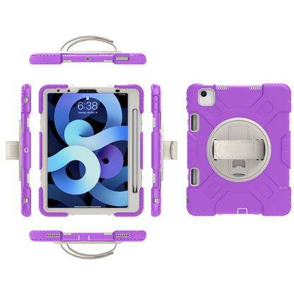 For iPad Pro 11-inch (2018) / (2020) / (2021) / (2022) / Air (2020) / (2022) Silicone + PC Case Kickstand Tablet Cover with Shoulder Strap