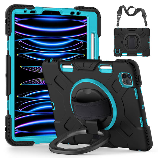 For iPad Pro 11-inch (2018) / (2020) / (2021) / (2022) / Air (2020) / (2022) Kickstand PC+TPU Tablet Case with Shoulder Strap