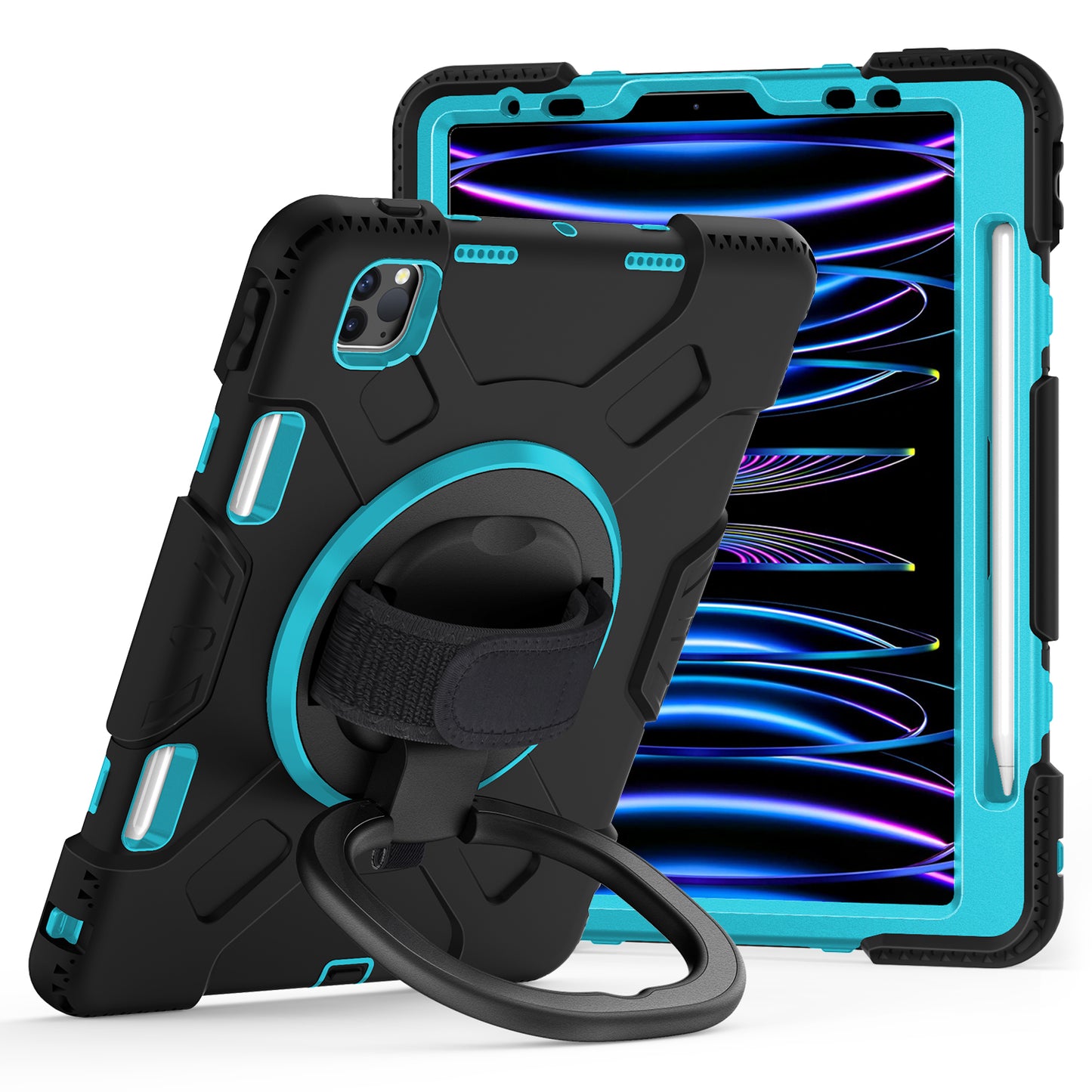 For iPad Pro 11-inch (2018) / (2020) / (2021) / (2022) / Air (2020) / (2022) Kickstand PC+TPU Tablet Case with Shoulder Strap
